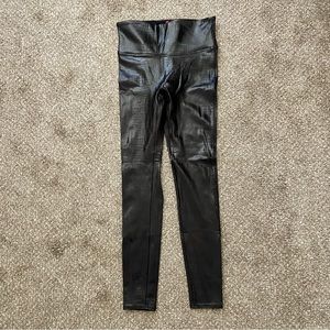 Spanx dark brown faux leather croc shine leggings
